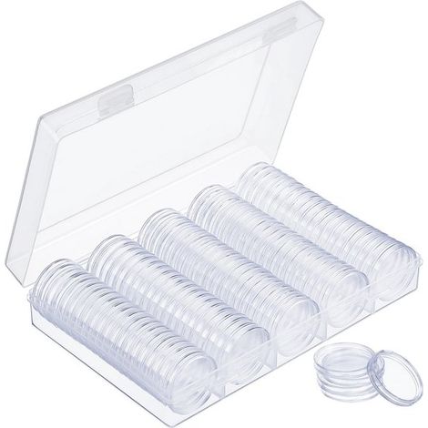 Caja transparente para cápsulas de monedas - Protector de monedas redondo - Monedas de 30 mm (1/5)