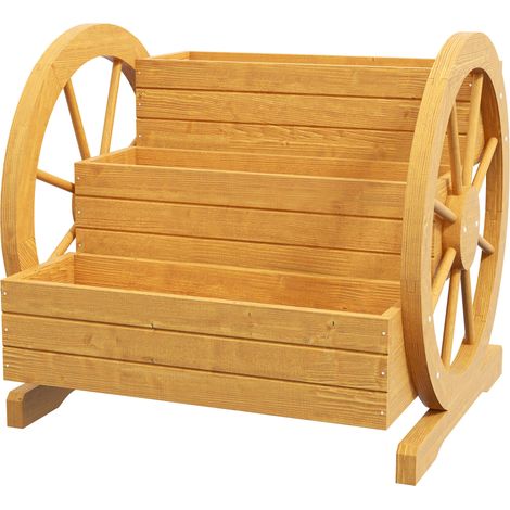 Jardinera de madera de abeto con ruedas 61 x 62 x 57 cm 3 niveles (1/5)