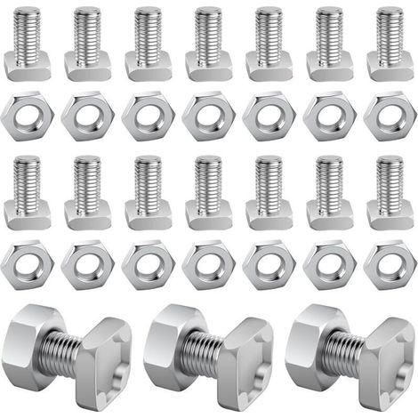 Boulons et écrous de serre 100Pack, boulons et écrous à tête carrée en aluminium, pièces de kit de réparation pour la fixation de serre et de jardin (1/5)