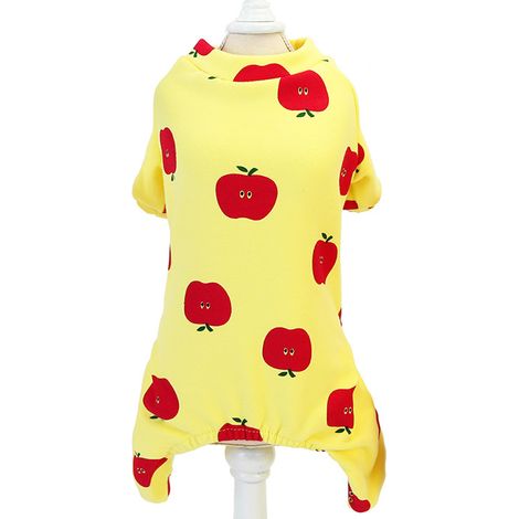 1 pyjama pour chien, en polyester, jaune, taille S/M/L/XL, pour chiots, chihuahuas, yorkshires et chats de petite taille (1/5)
