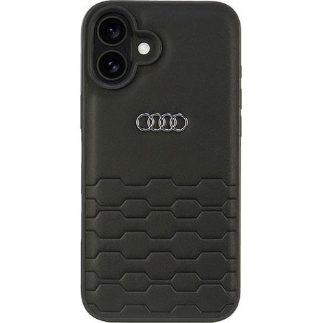 Étui rigide Audi en similicuir noir pour iPhone 16 Plus 6,7 pouces AU-TPUPCIP16M-GT/D2-BK