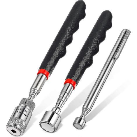 Ensemble de 3 outils de ramassage magnétique télescopiques comprenant un aimant de 3,6 kg avec lumière LED et un gadget à bâton magnétique (1/4)