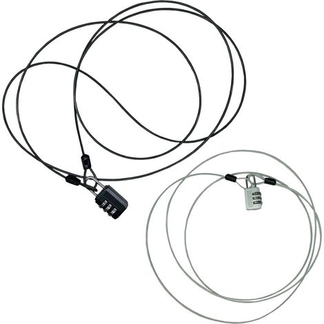 2 pcs Câble à boucles avec Serrure Câble sécurité verrouillageen en acier inoxydable Câble de Sécurité pour Vélo à Câble en Acier pour Vélo Cable de Securite en Acier avec Double Boucle (1/5)