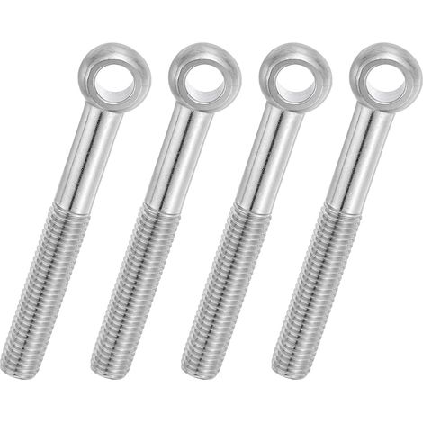 4 Pcs Boulon à Œil M12x100mm Boulon à Œillet de Levage pour Balancement d'Épaule, Vis Poisson en Acier Inoxydable 304, Filetage Métrique à Demi-Denture Trou Coulissant, Argentée (1/5)