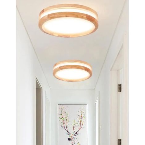 kawoo Lot de 2 Plafonnier Vintage LED,Créatif Lustre Plafonnier Industrielle Retro en Bois Style Campagne,Lumière chaude (1/4)
