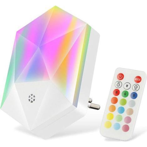 LED-Nachtlicht für Kinder, Plug-and-Play-Nachtlicht mit Fernbedienung, 16 einstellbare RGB-Farben, dimmbare Helligkeit, Nachtlicht zum Einstecken für Babyzimmer, Schlafzimmer, Flur (1/5)