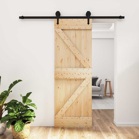 vidaXL Porta scorrevole Naturale e Nero 70 x 210 cm