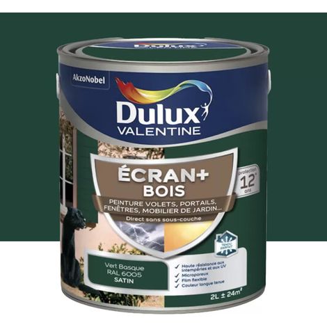 Peinture DULUX VALENTINE Ecran+ Bois Vert Basque 2 L (1/4)