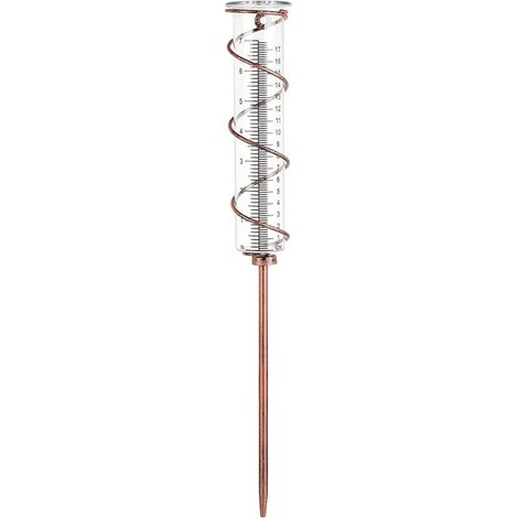 Spiralförmiger Regenmesser aus Glas mit 17 cm Fassungsvermögen, Metallrahmen, Garten-Regenmesser, bronzefarbenes Eisenrohr, Außen-Regenmesser, Glas-Deko-Regenmesser für den Garten (1/4)
