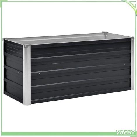 Bac surélevé de jardin - FAFEICY - 45733 - Acier galvanisé - Anthracite - 100x40x45 cm (1/5)