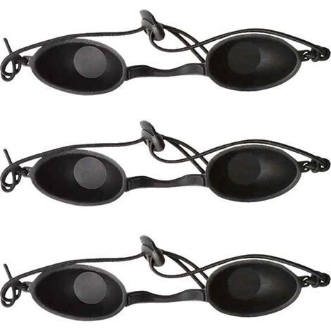 3 Pièces Lunettes de Protection UV pour Solarium, Laser Cosmétique et Épilation IPL – Masque Oculaire Noir 16 cm (1/5)