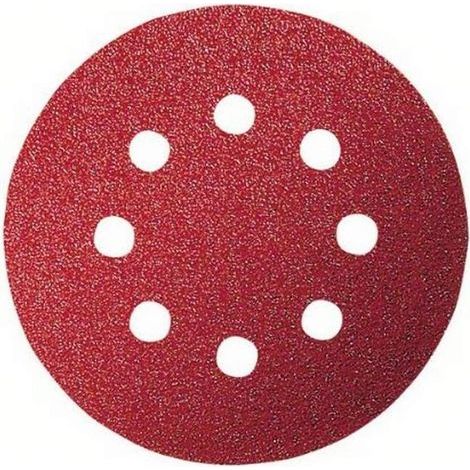 Pack of 5 abrasive sheets, 125 mm diameter, 8 holes, 240 grit, for random orbital sanders, wood, metal (1/5)