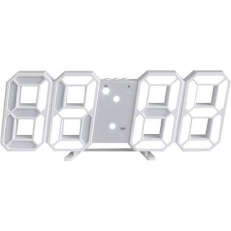 3D LED Digital Wall Clock 12/24 Hour Temperature Date Display Time Memory Function Snooze Night Light Adjustable Brightness (1/4)