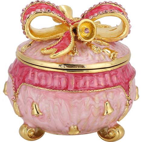 Coffret Bijoux en Métal Émaillé avec Noeud, Boîte de Rangement Décorative Peinte, Ornement Artisanal pour Maison (1/5)