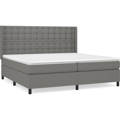 Maison Exclusive - Giroletto a Molle con Materasso Grigio Scuro 200x200 cm Tessuto
