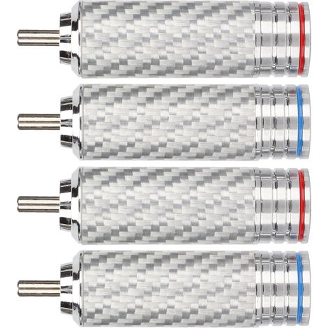 4 fiches RCA chromées à souder, pour haut-parleurs de 8 mm de diamètre. (1/5)