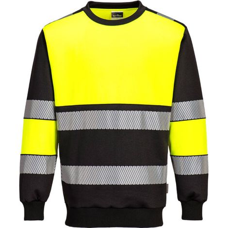 Sudadera flúor bicolor de A.V Clase 1de tejido de punto y cintas reflectantes PW376 L Amarillo / Negro