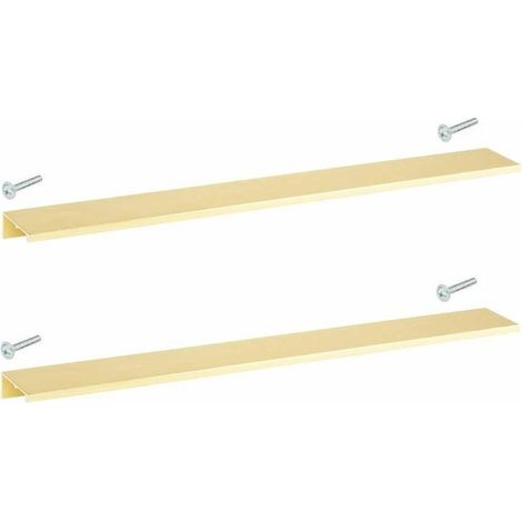 – Poignée de meuble 2x acier doré brossé 180mm – Entraxe 160mm – À visser – Extra plate pour cuisine et salle de bain (1/2)