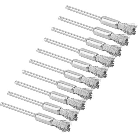 10 Pièces Brosses Métalliques pour Perceuse, Accessoire de Polissage et Nettoyage en Acier Inoxydable (Type Crayon)