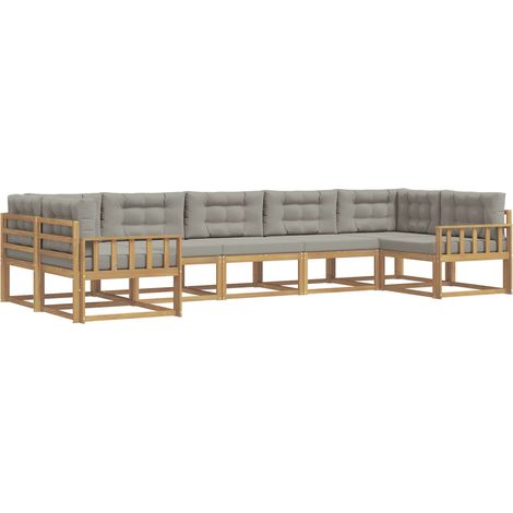 Set di divani da esterno 7 pcs Bianco e Grigio Chiaro vidaXL