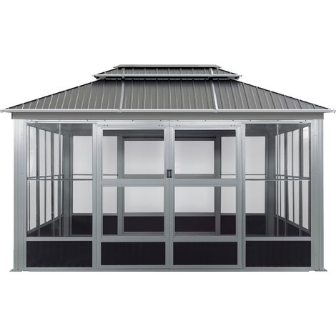 Sojag – Pavillon en aluminium Olan 1014 – Jardin d'hiver 436x311x291 cm – Double toit en tôle galvanisée – Fenêtres avec moustiquaires (1/5)