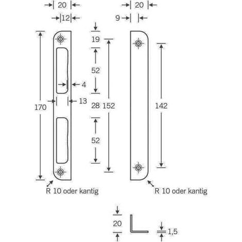 Verrouillage d'angle STA argenté 20x170mm rond T.8mm – Acier massif pour porte intérieure – Résistance accrue et finition soignée – Sachsische Schlossfabrik (1/3)
