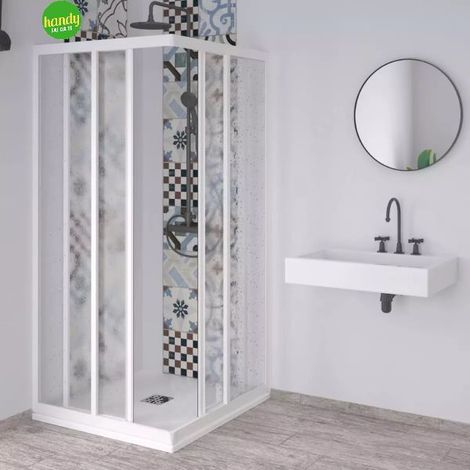 Box doccia angolare con profili in PVC e acrilico da 1,8