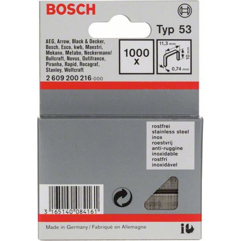 Bosch Feindrahtklammer Typ 53, 11,4 x 0,74 x 10 mm, 1000er-Pack, rostfrei