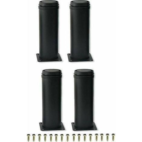 4 pièces 15 cm Noir en Acier Inoxydable réglable en métal Pieds de Meubles pour Armoire Pieds de Table canapé Pieds Meubles Pied de Remplacement,Noir,15cm (1/4)