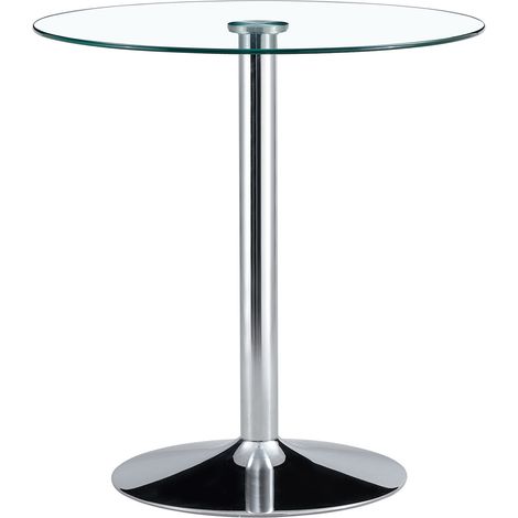 Conjunto de mesa alta redonda de cristal de 89 cm con 2 taburetes ajustables y giratorios MODENUIT (1/5)