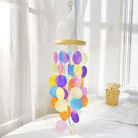 Windspiel aus Capiz-Muscheln, Boho-Traumfänger, bunte Girlande für Garten & Fenster