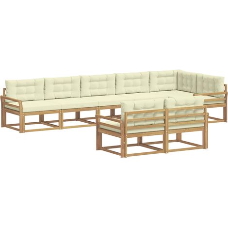 Outdoor Sofa Set 6 pcs White and Cream Polyester vidaXL (1/5)