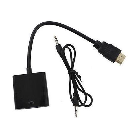 1080P HDMI Mâle vers VGA Femelle Video Convertisseur Adaptateur Câble Audio Noir MKK34