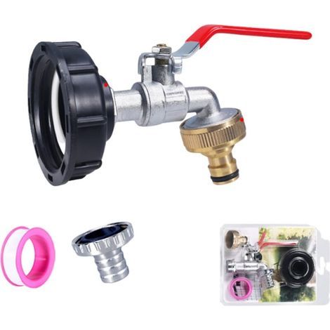Ulisem Robinet de vidange IBC 3/4 pouces pour réservoir 1000 l S60x6 IBC Tuyau IBC, connecteur femelle en laiton, adapté au robinet de réservoir, réservoir d'eau de pluie, accessoires de réservoir IBC (1/4)