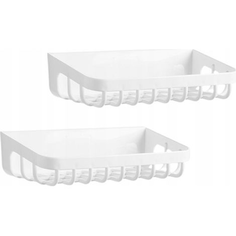 Set di 2 contenitori per il bagno, montaggio a parete senza bisogno di forare, ideale per riporre articoli da toeletta e oggetti per la casa.