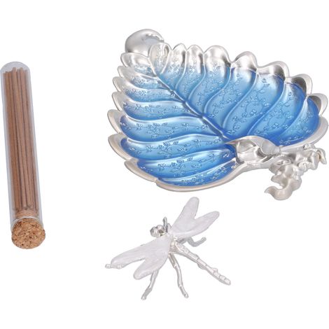 Porte-encens décoratif en alliage métallique en forme de feuille, brûleur d'encens avec plateau récupérateur de cendres, décoration intérieure