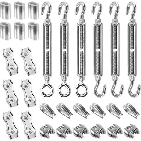 Lot De 30 Tendeurs De Câble M4,Tendeurs De Câble Métallique De 3Mm,En Acier Inoxydable,En Forme De U Et Duplex,Cosses De Câb[CA125] (1/5)