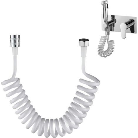3m White Spring Bath Hose, Telescopic Shower Hose, Telescopic Spring Hose, Shower Hose, Telescopic Hose for Hand Shower, Toilet and Bidet (1/5)
