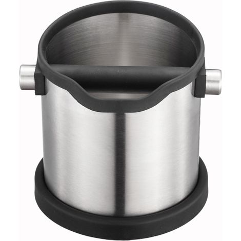 BRAVIX Knock box, Poubelle de table à café en Inox, Récipient de récupération à marc de café, avec contour en silicone et en caoutchouc. Seau, Pot à marc ou dosettes (1/5)