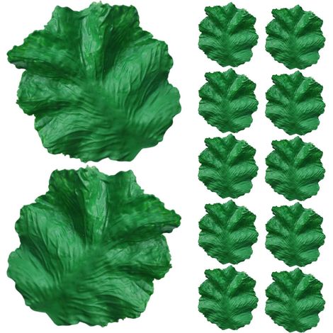 Lot de 12 Feuilles de Laitue Artificielles en PVC Réalistes Décorations de Légumes Verts Cuisine et Fête Feuilles Artificielles 12 X 105 CM Accessoires Alimentaires Décoratifs (1/5)