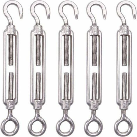 Lot de 5 M6 Tendeur Cable Inox 6mm Tendeur Cloture Crochet Tendeur 304 en Acier Inoxydable Réglable Tendeur Grillage pour Corde Cable Fil à Linge Jardin Grillage，Superma