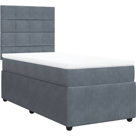 Maison Exclusive - Cama box spring con colchón terciopelo gris os (1/5)