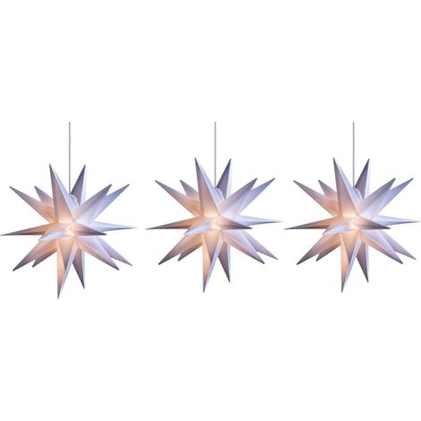 Lot de 3 étoiles LED Noël 25 cm blanches pour extérieur
