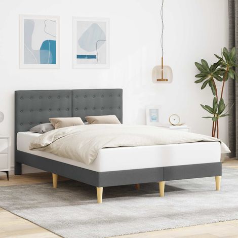 Cadre de lit avec tête de lit gris foncé en tissu 160 x 200 cm, 26.61kg - PANGIVO (1/5)