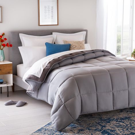 Couette 4 saisons en microfibre – Ultra doux, Couette 220x240 cm, 2 personnes, Couverture Gris / Charbon (1/5)