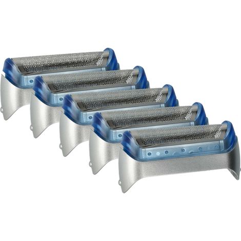 vhbw 5x Scherfolie kompatibel mit Braun 2778, 2838, 2775, 2776, 1735, 2338, 2675, 2828, 2615 Elektrorasierer + Rahmen, silber/blau