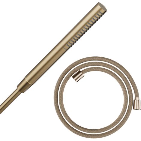 Pommeau de douche HANSGROHE Pulsify S 100 EcoSmart bronze brossé + flexible de douche HANSGROHE Designflex 160 cm bronze brossé