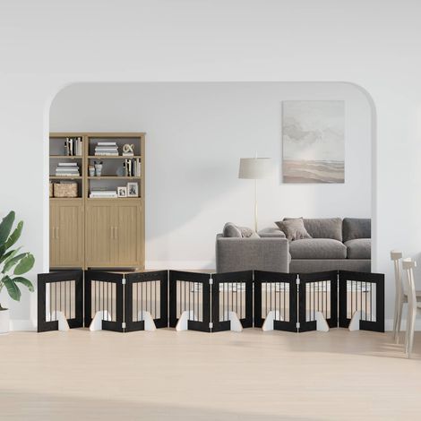 vidaXL Porte de chien pliable avec supports 8 pcs Chêne noir 60 cm (1/5)