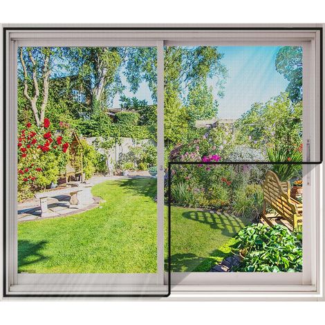 Moustiquaire Fenêtre 150 x 180cm, Lot de 2, Filet Anti-Insectes avec Ruban Adhésif sans Perçage Voile Moustiquaire Fenêtre Découpable Maille Fine Anti-Mouche - Noir (1/5)