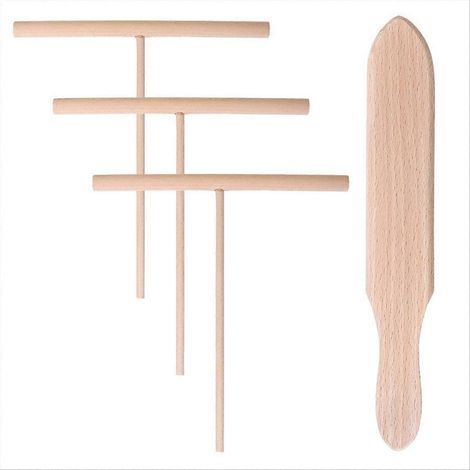 Spatelset aus Holzstäbchen zum Verteilen von Pfannkuchenteig, 4er-Set (1/5)